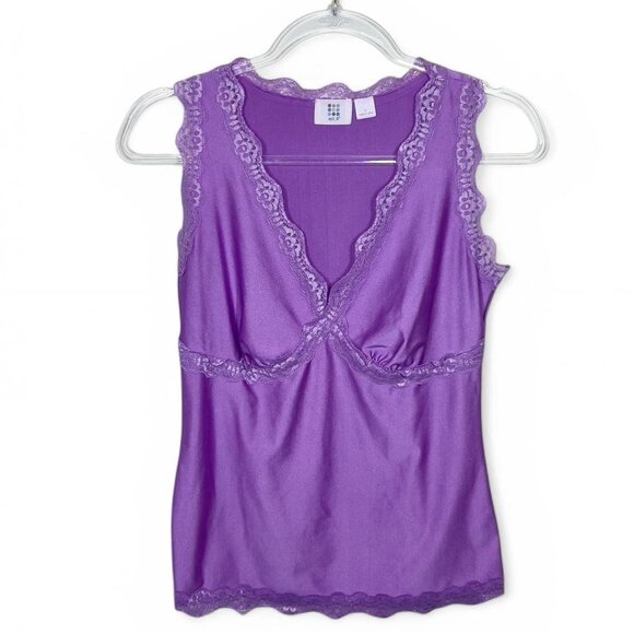 Y2k‎ Apt 9 Purple Lace Trim Cami Top V-Neckline 🪻🍇🥂 - Picture 1 of 4